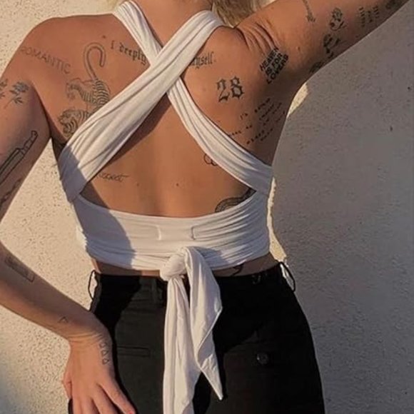 Bandage criss cross self tie tank top - Picture 6 of 6